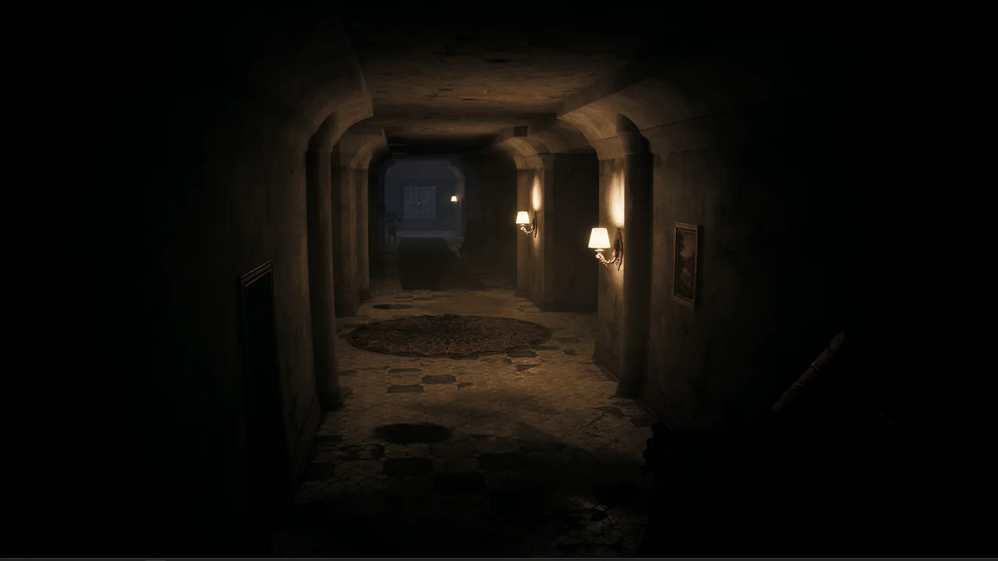 A dark corridor stretching into the estate
